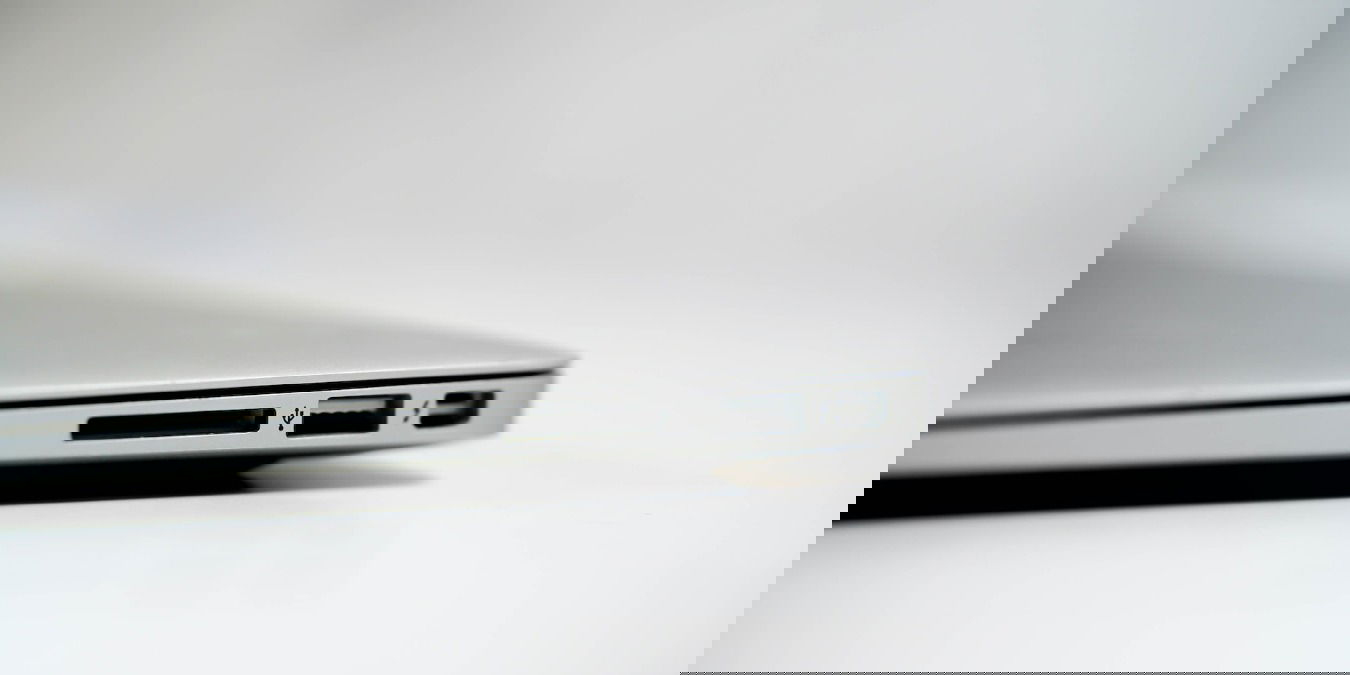 USB port on laptop close up
